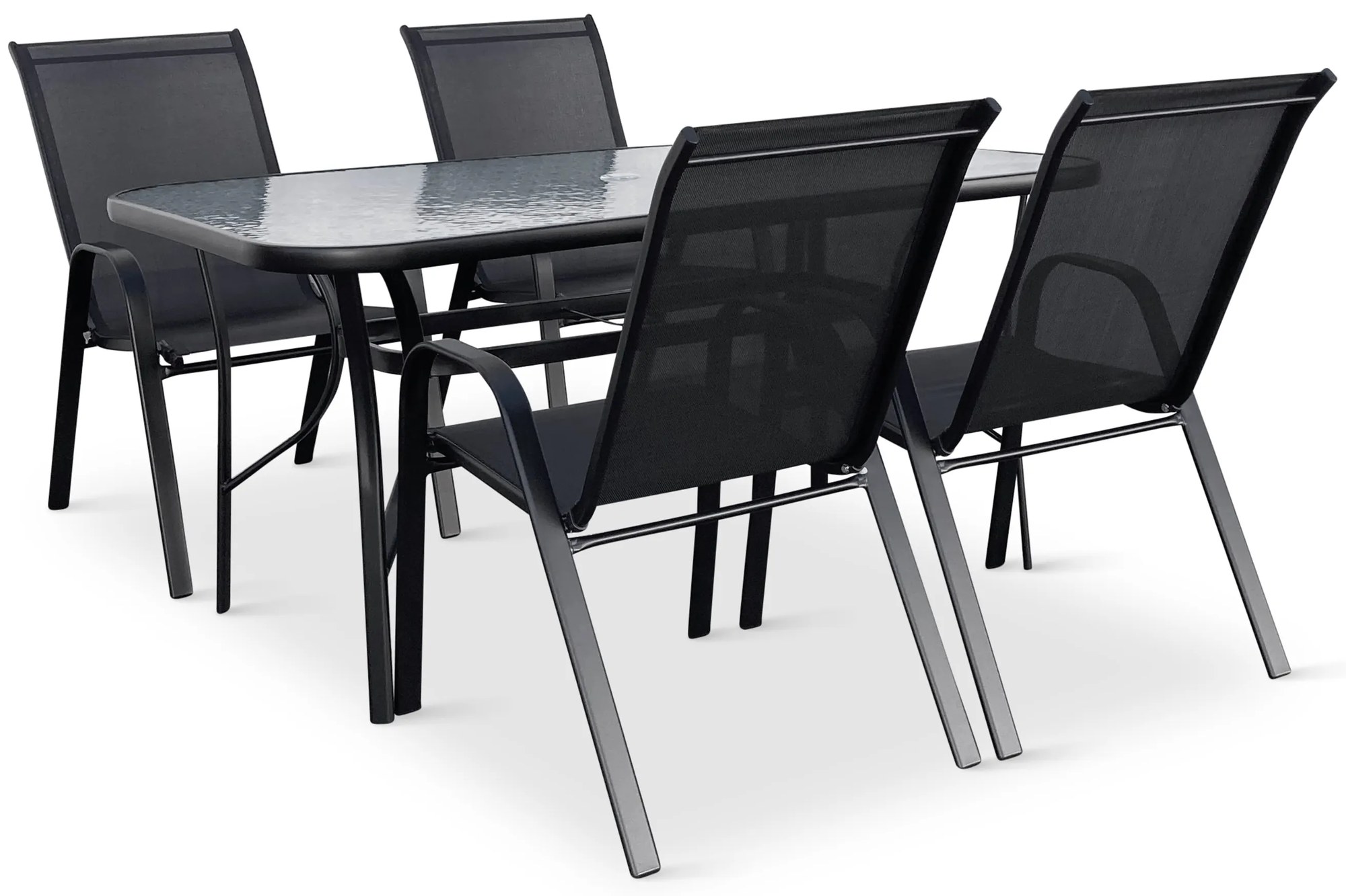 Záhradný jedálenský set Porto 150 cm + 4x kovová stolička Ramada