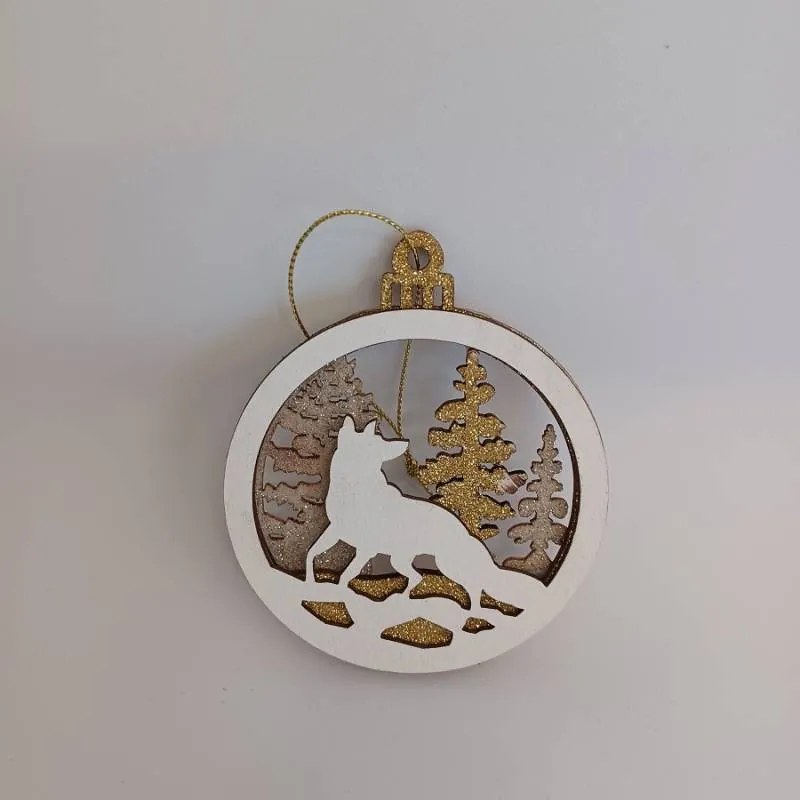 DECOLED Ozdoba, vlk, 8,5 cm, dřevěná