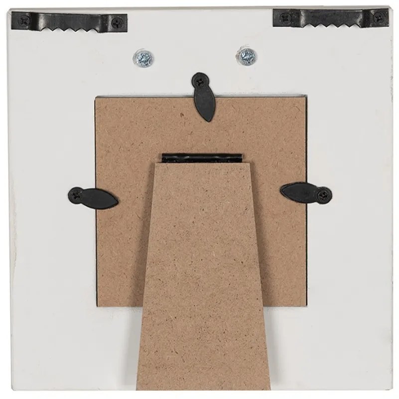 Béžový antik drevený fotorámik s mašľou - 14*2*14 cm / 7*7cm