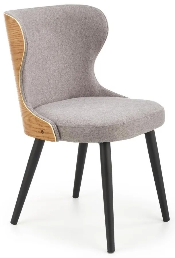 Jedálenská stolička Selune, sivá / prírodné drevo
