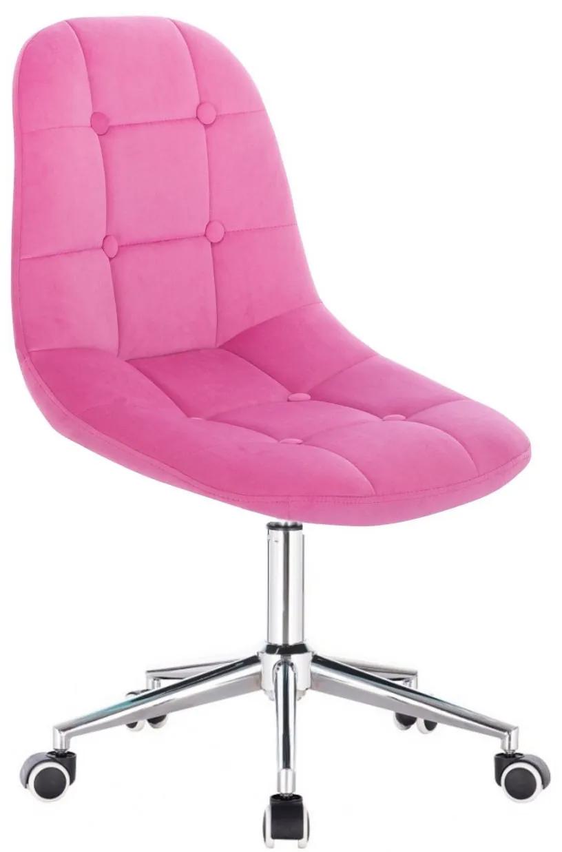 LuxuryForm DESIGN Stolička SAMSON VELUR na striebornej podstave s kolieskami - ružová