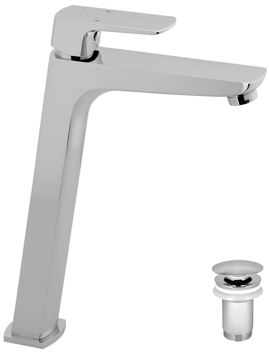 Novaservis Nobless Ego, vysoká umývadlová batéria s odtokovou zátkou typu ClickClack, chrómová, 43503-0