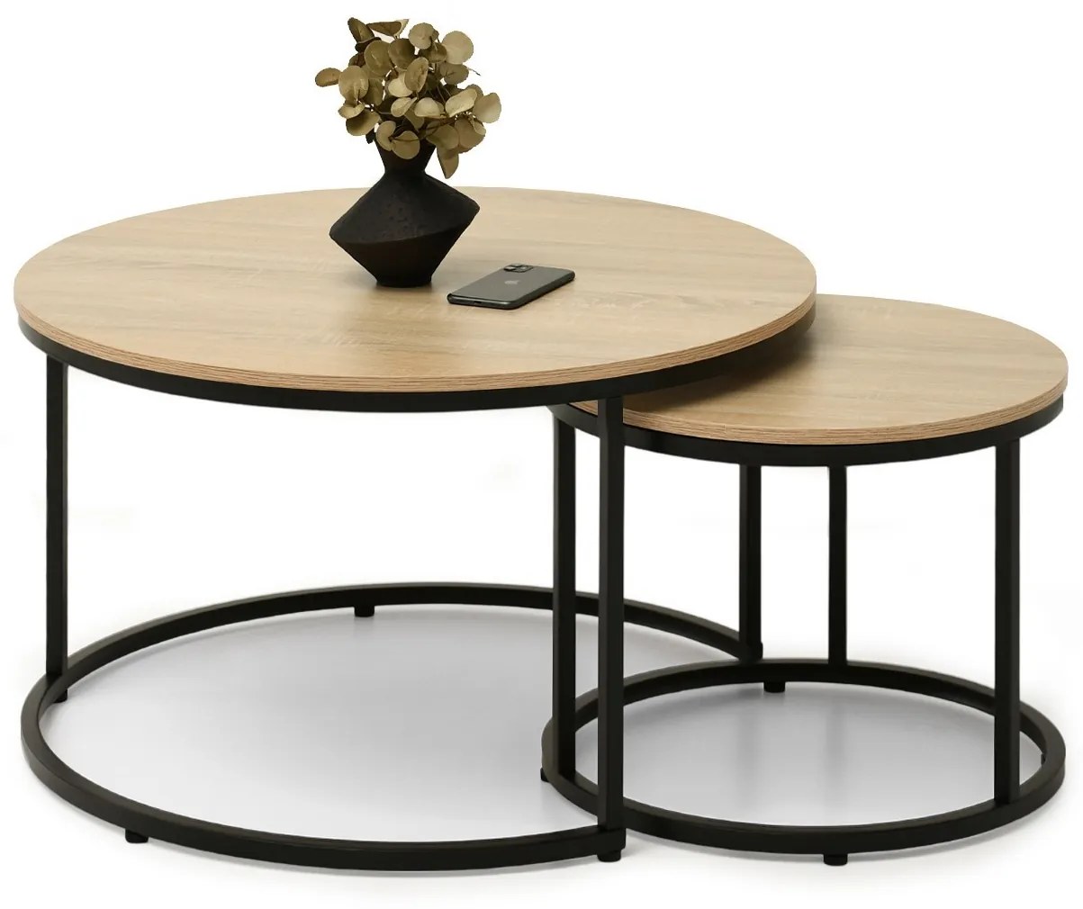 Konferenčný stolík Klara (sonoma + čierna). Akcia -30%. Vlastná spoľahlivá doprava až k Vám domov. 1111633