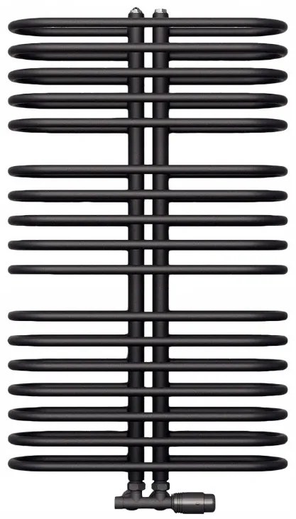 Regnis LEVEL II, vykurovacie teleso 600x1380mm so stredovým pripojením 50mm, 1296W, čierna matná, LEVEL1380/600/D50/BLACK