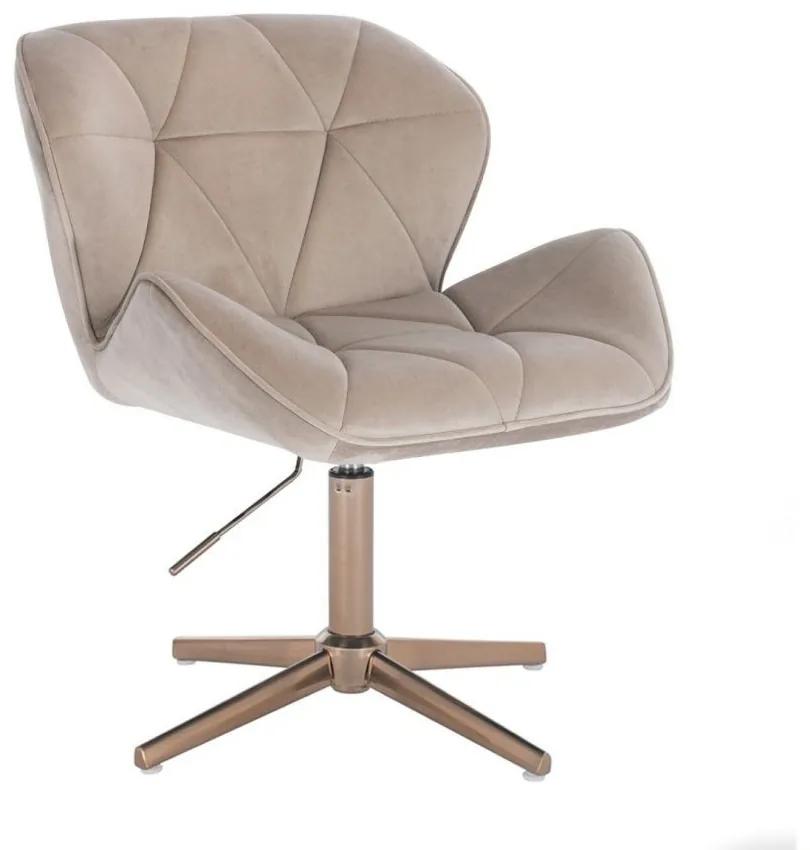 LuxuryForm DESIGN Stolička MILANO VELUR na zlatom kríži - latte