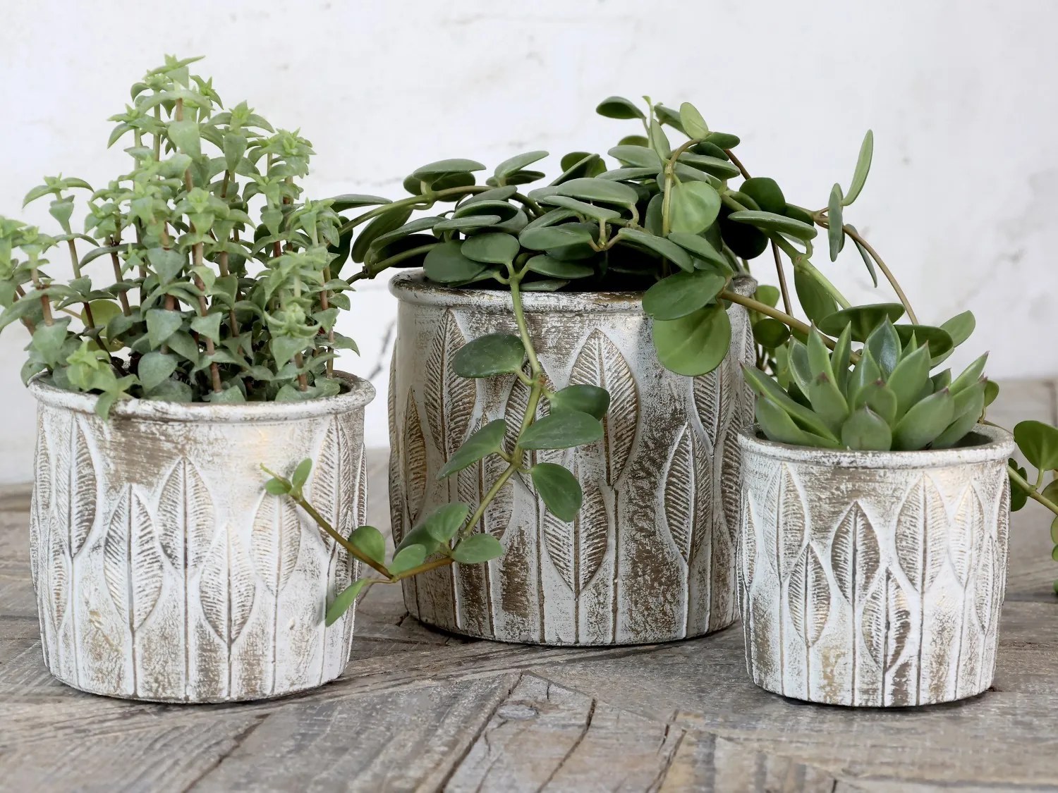 Bielo - zlatý antik cementový obal na kvetináč Vittel - Ø10*9cm