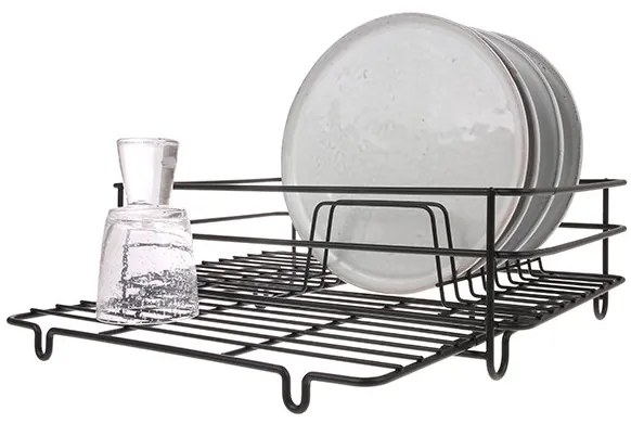 Čierny kovový odkvapávač na riad Matt - 40 * 26 * 13,5cm