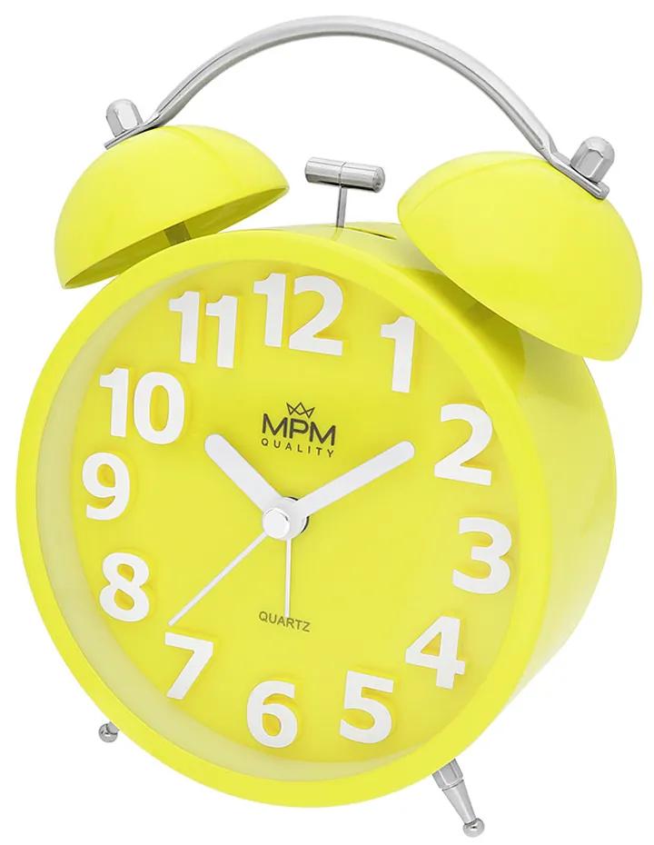 Kovový budík Happy Morning MPM C01.4056.10, žltý