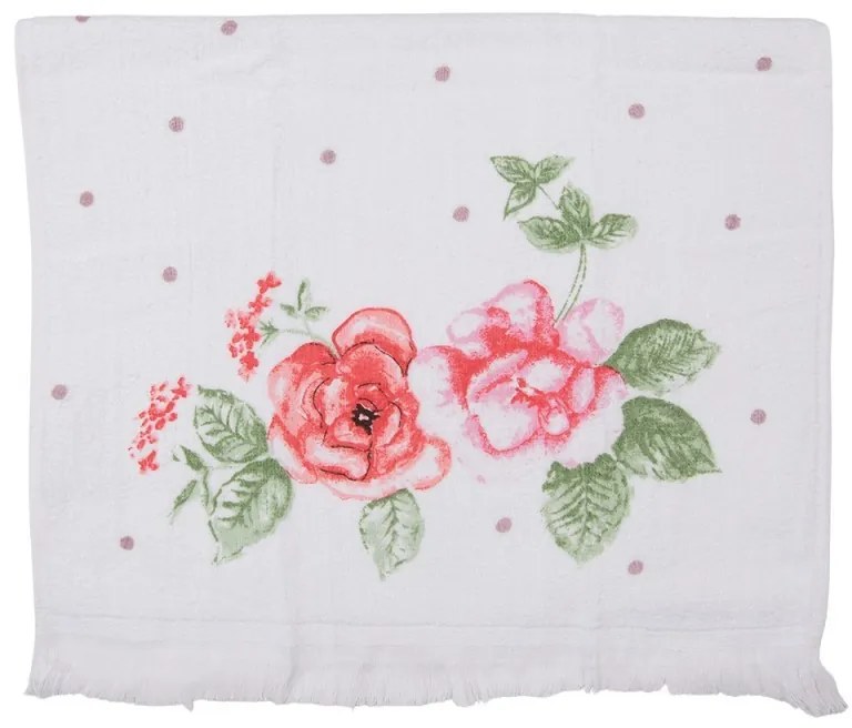 Biely kuchynský froté uterák s ružami - 40*66 cm Biely kuchynský froté uterák s ružami - 40*66 cm