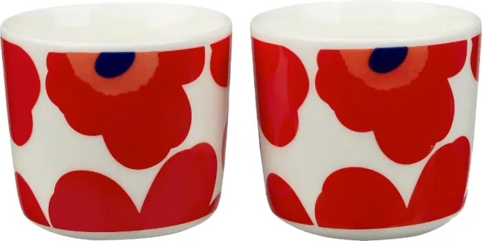 Hrnček Oiva Unikko 0,2l, 2ks, červeno-biely / bez uška