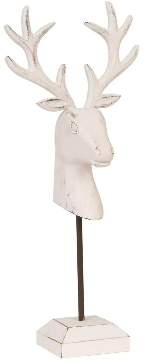 Biela drevená dekorácia Jelen - 20 * 10 * 44 cm