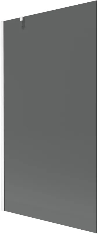 Mexen Next, vaňová zástena 1-krídlová 100 x 150 cm, fixné krídlo, 6 mm šedé sklo, biely profil, 895-100-000-00-40-20