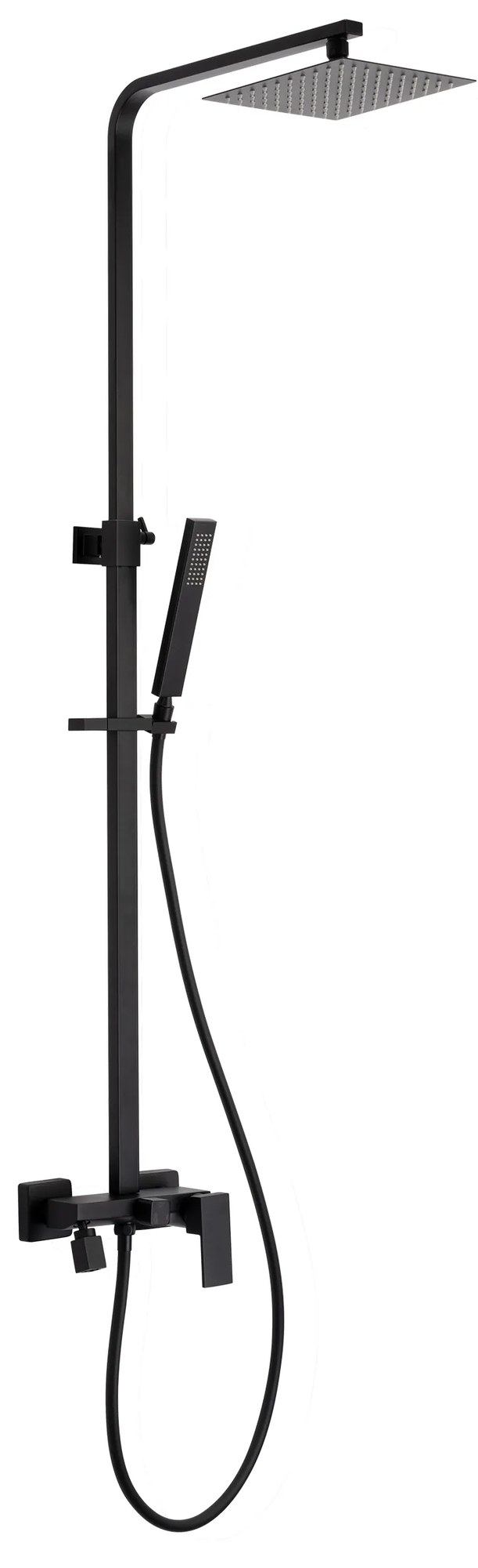 Invena Paros, sprchová súprava s 3-funkčnou batériou, hlavovou a ručnou sprchovou hlavicou, čierna matná, INV-AU-33-B04-C