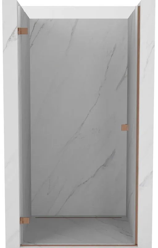 Mexen Lunar-B, Otočné ľavé sprchové dvere 60 cm, 8mm číre sklo, medený matný profil, 832-060-000-65-00-L