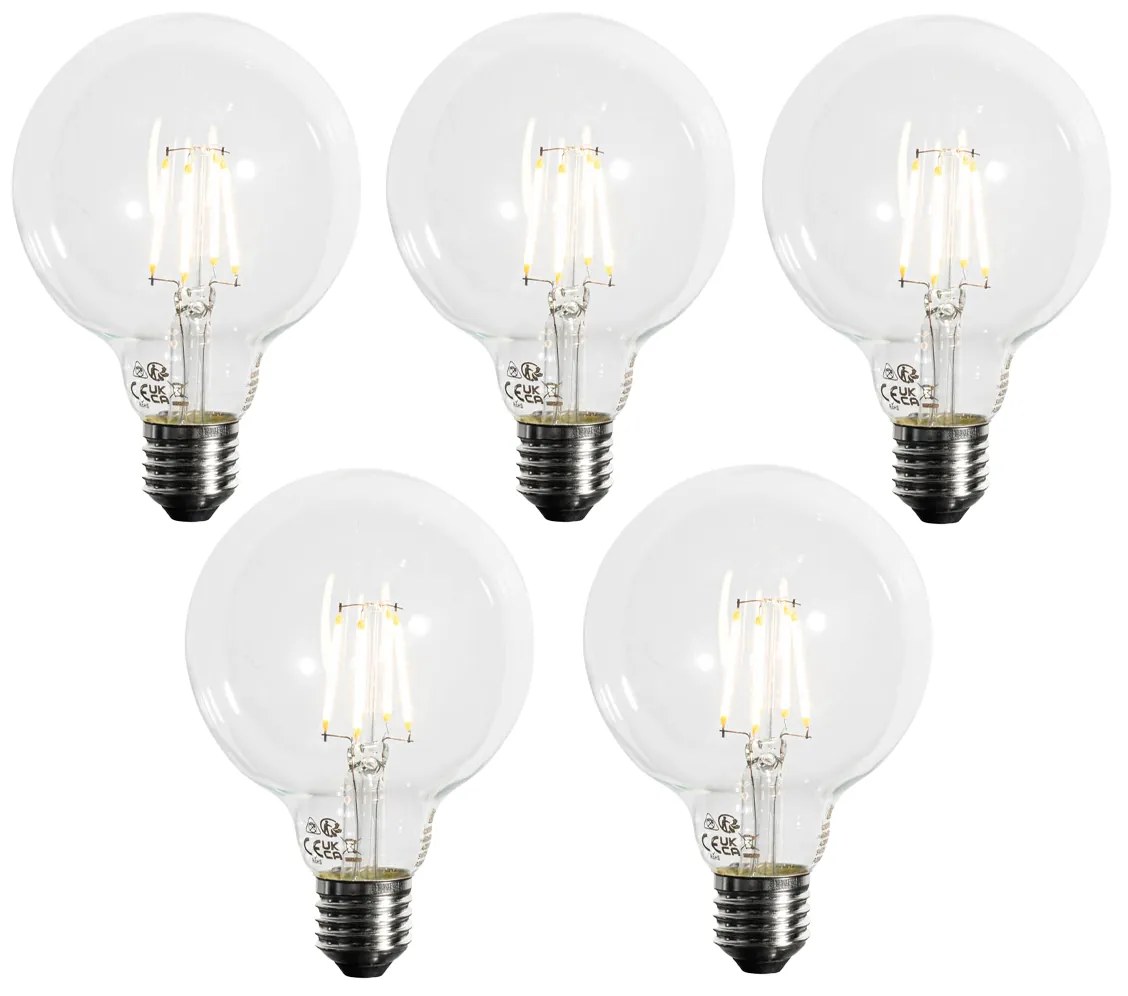 Sada 5 stmievateľných LED žiaroviek E27 G95 5W 450 lm 3000K
