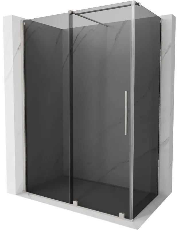 Mexen Velar, sprchový kút s posuvnými dverami 150 x 90 cm, 8mm šedé sklo, brúsená oceľ, 871-150-090-41-97