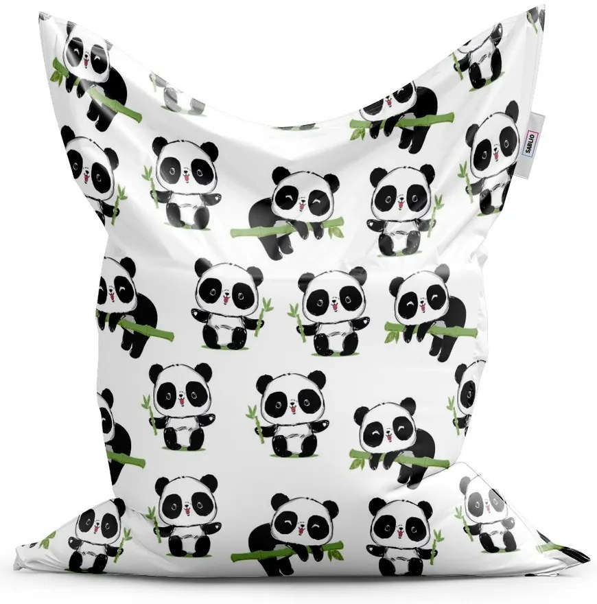 Sedací vak Classic pandy s vetvičkou, biela / čierna