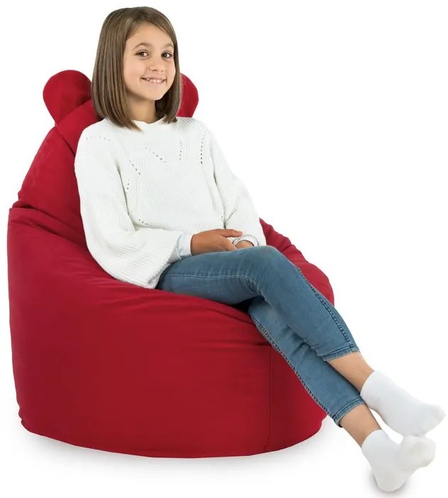 Detské kreslo Sako TEDDY – mäkké plyšové kreslo pre najmenších Farba: Červený