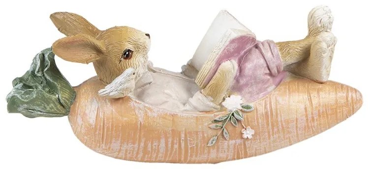 Dekorácia králik v mrkve číta knihu - 14*5*6 cm