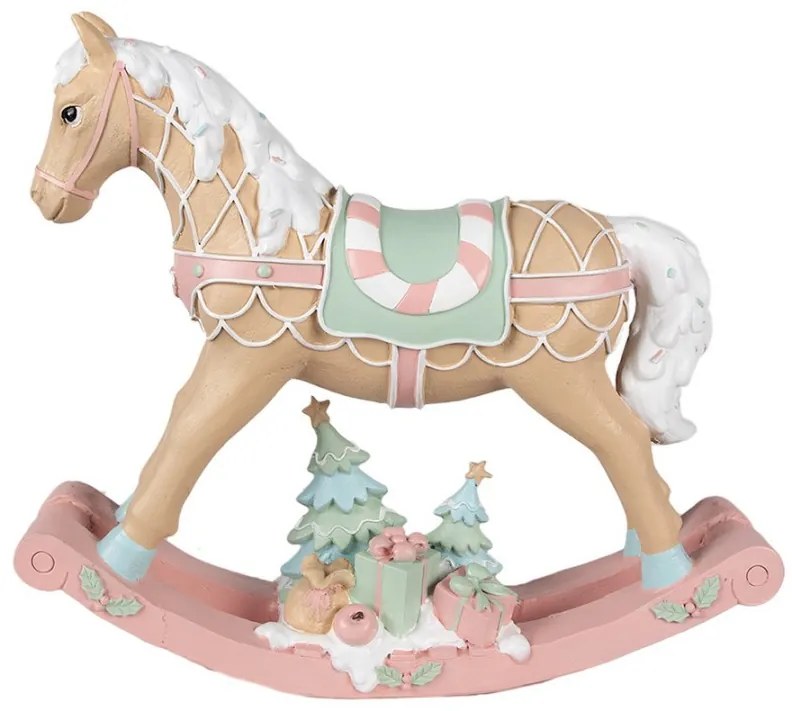 Béžovo-ružový hojdací koník - 41*10*37 cm