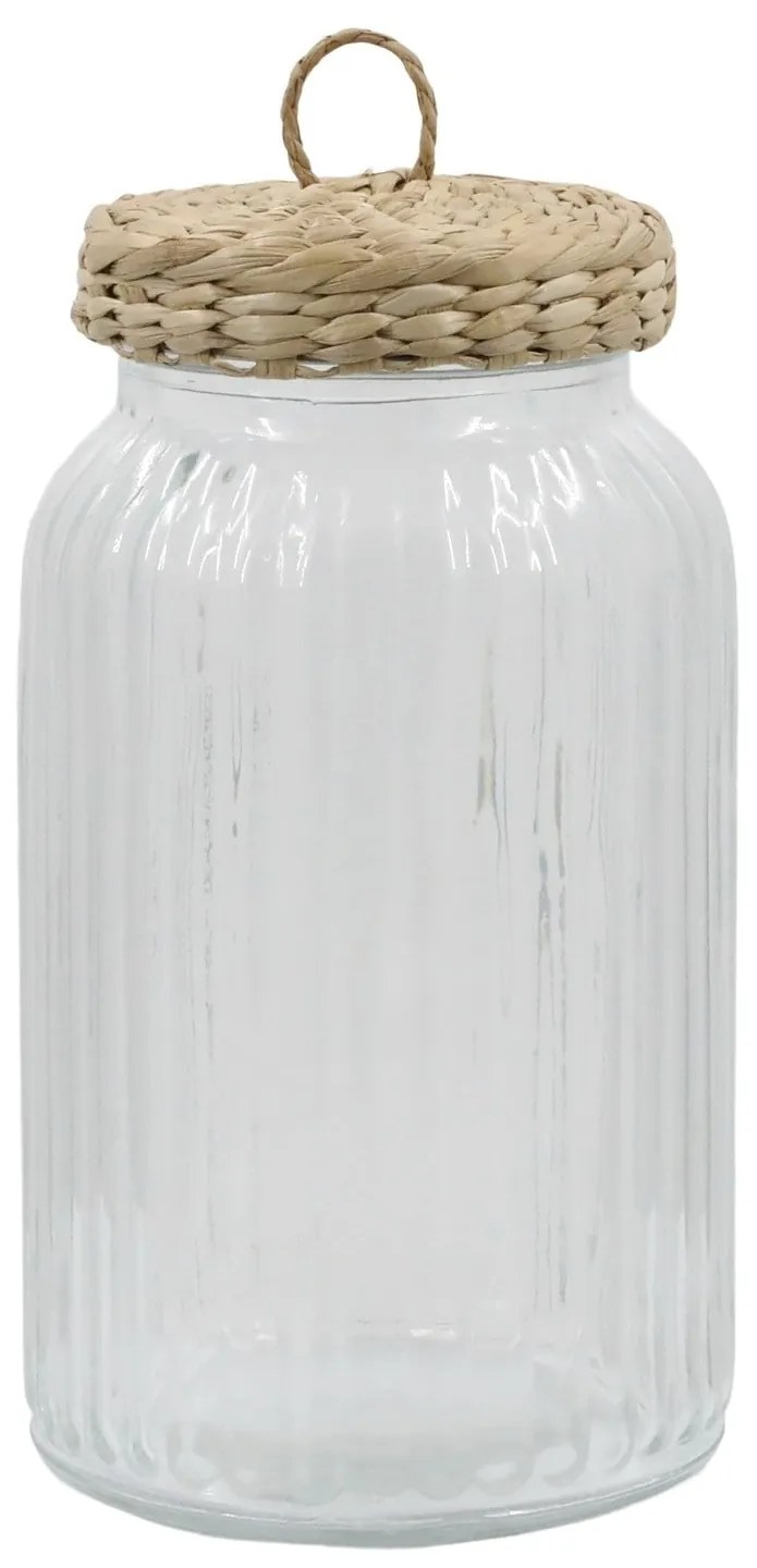 Chic Antique Sklenená dóza Wicker Lid 1,2 l