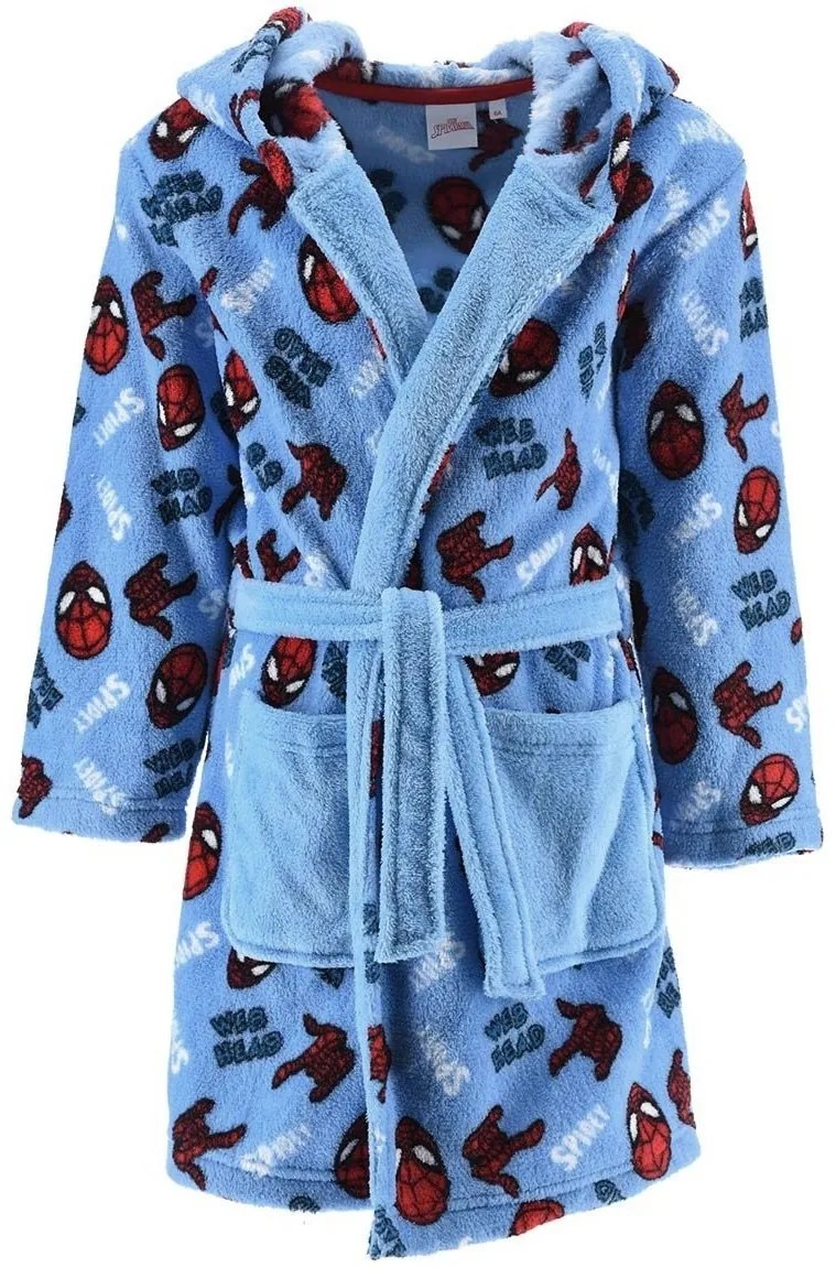Detský / chlapčenský coral fleece župan s kapucňou Spidey, EU 98 Modrá
