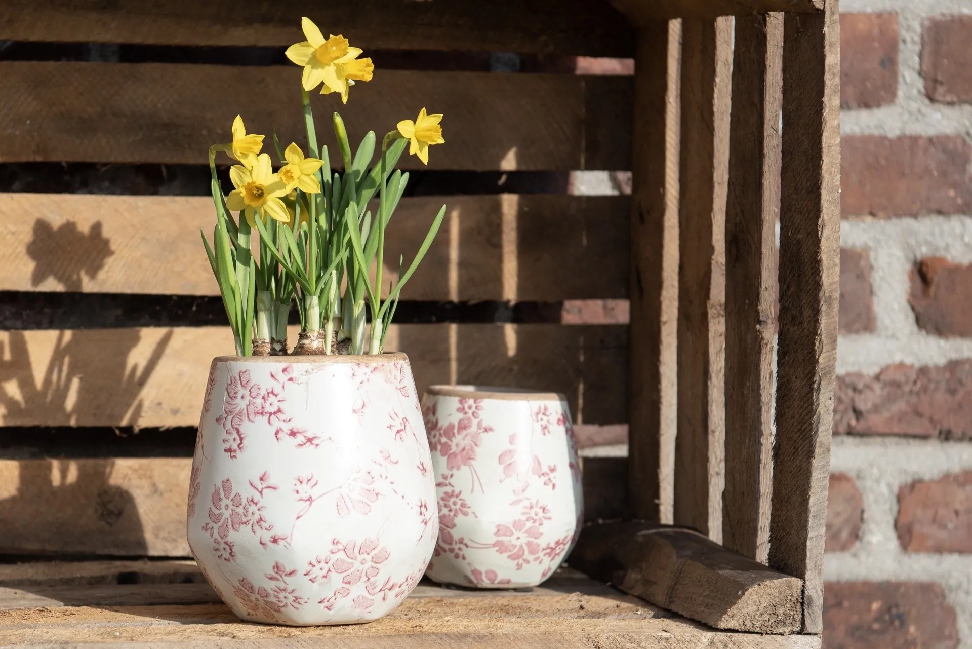 Retro obal na kvetináč s ružovými kvetmi Mali - Ø 11 * 11 cm