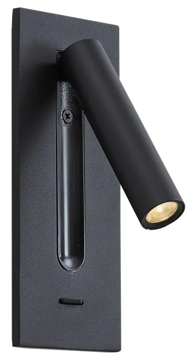 Moderné nástenné svietidlo čierne vrátane LED - Plaza