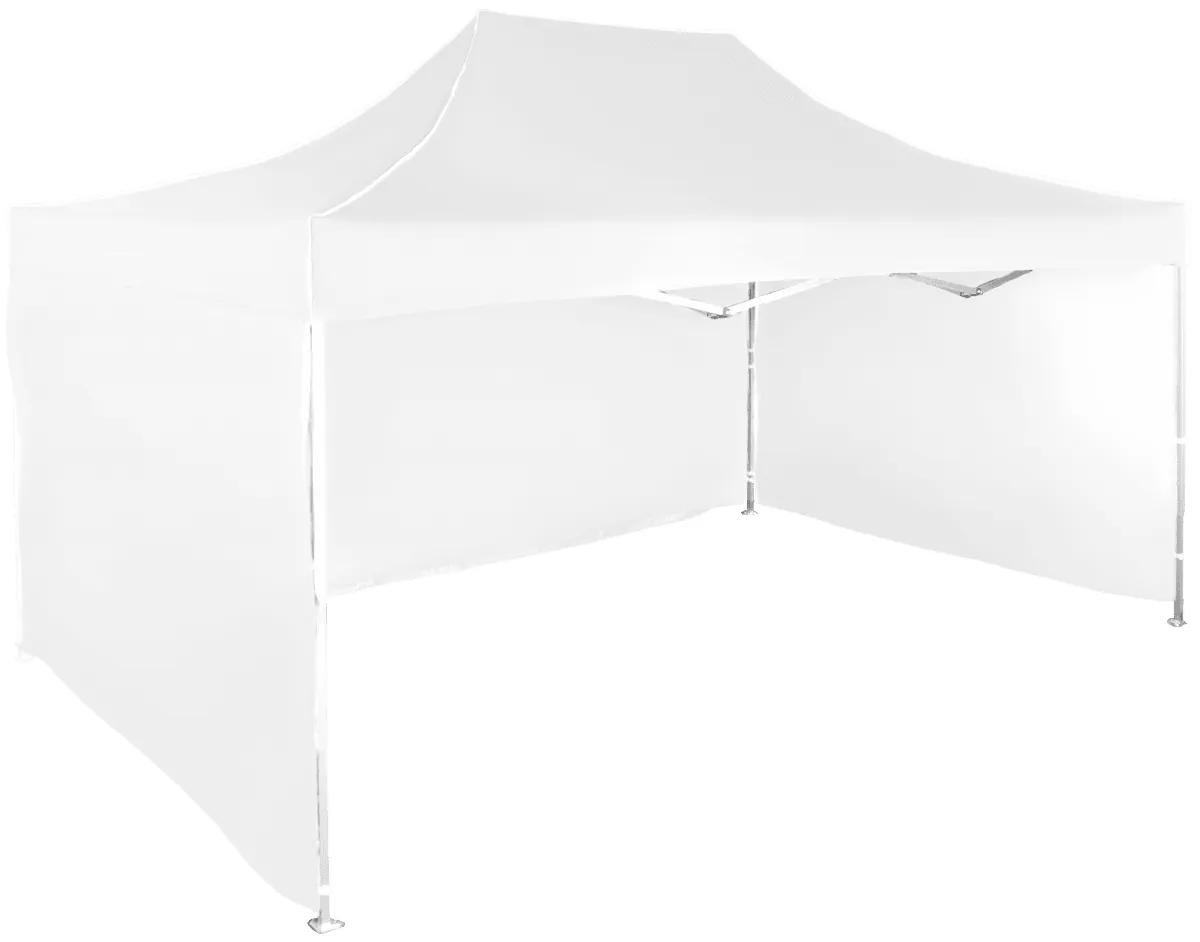 Rýchlorozkladací nožnicový stan 3x4,5m – hliníkový, Biela, 3 bočné plachty