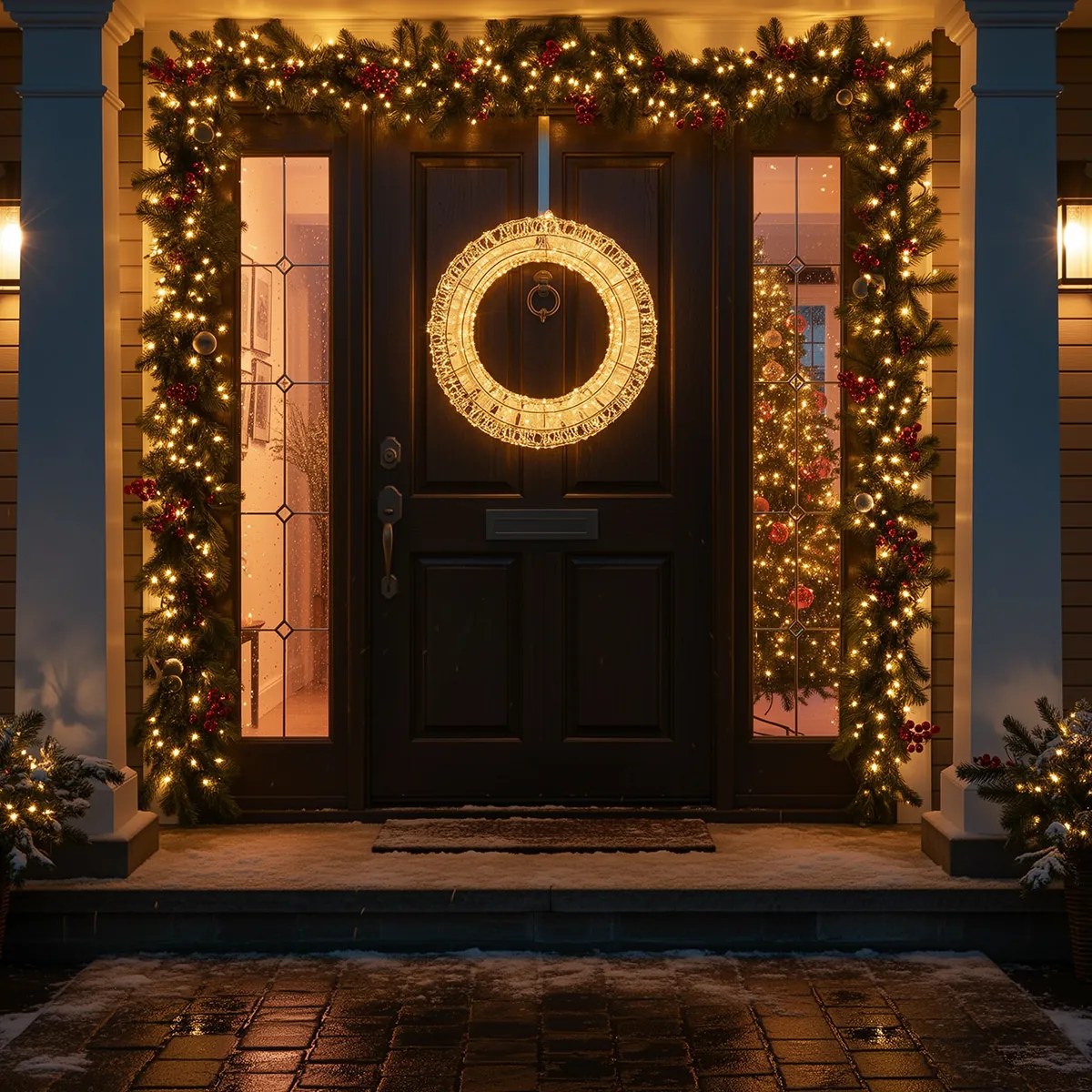 Vianočné závesné svetlo Veniec strieborný 45 cm vrátane LED IP44 - Nawa