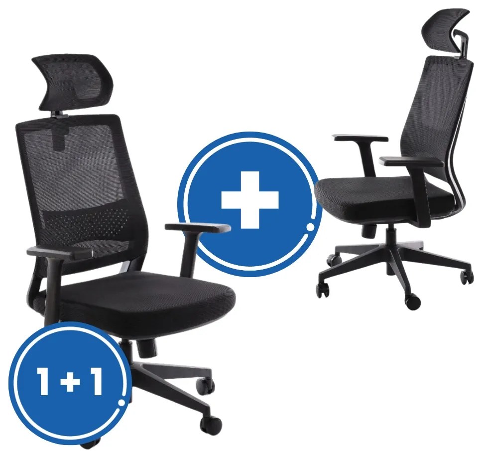 Kancelárska stolička Falco 1 + 1 ZADARMO, čierna