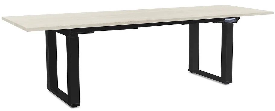 Výškovo nastaviteľný stôl OfficeTech Strong 240 x 80 cm, čierna podnož, biely jaseň