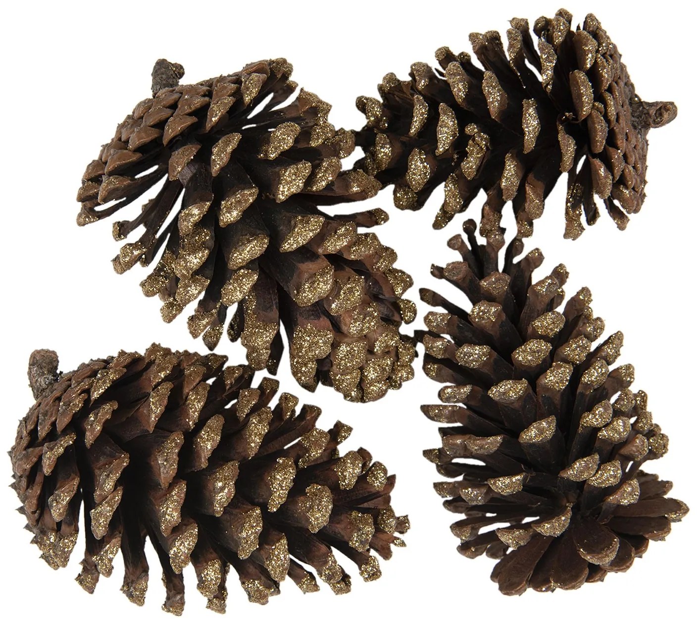 4 ks zlato hnedé dekoratívne šišky - 8/10 cm 4 ks zlato hnedé dekoratívne šišky - 8/10 cm