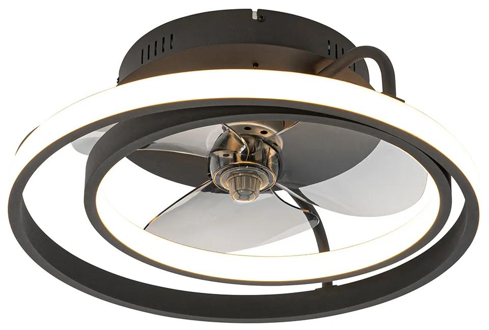 Stropný ventilátor čierny 46,5 cm vrátane LED s diaľkovým ovládaním - Kees
