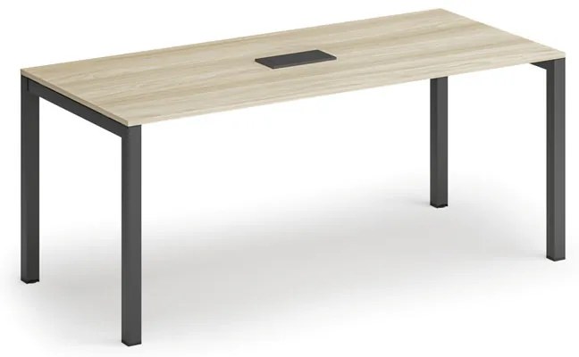 Rokovací stôl PRIMO SQUARE, 180x80 cm, dub prírodný + stolová zásuvka TYP III, čierna