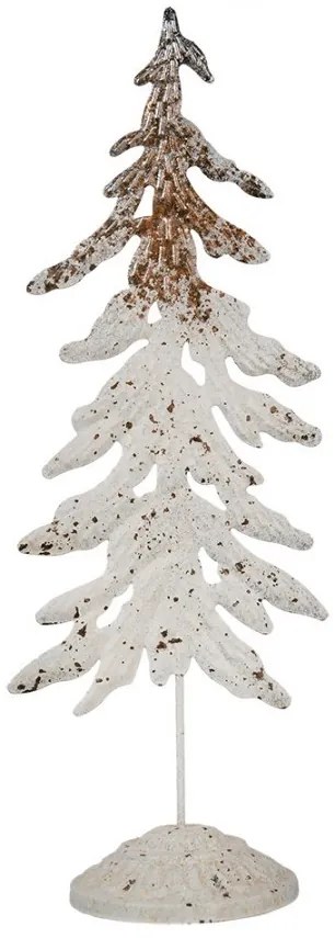Bílo-hnědý antik kovový dekorační stromek - 29*14*75 cm