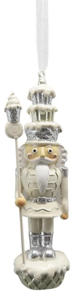 Béžová závesná dekorácia socha Luskáčik s muffinkami - 3*3*11 cm