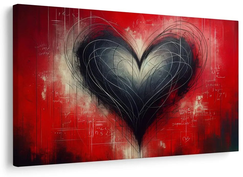 Obraz srdce na červenom pozadí