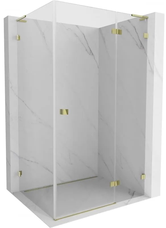 Mexen Lunar L, 1-krídlový sprchový kút, pravý, 80 x 70 cm, 8mm číre sklo, zlatý lesklý profil, 834L-080-070-50-00-P