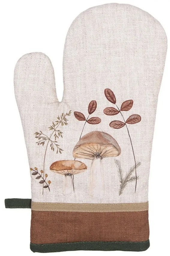 Béžová chňapka - rukavice s hubkami Little Forest Jewels - 18*30 cm