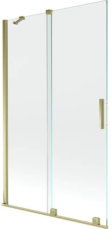 Mexen Velar, 2-krídlová posuvná vaňová zástena 110 x 150 cm, 8mm číre sklo, zlatý lesklý profil, 896-110-000-01-50