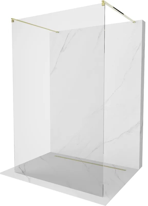 Mexen Kioto, sprchová zástena Walk-In 115 x 200 cm, 8mm číre sklo, zlatý lesklý profil, 800-115-002-50-00