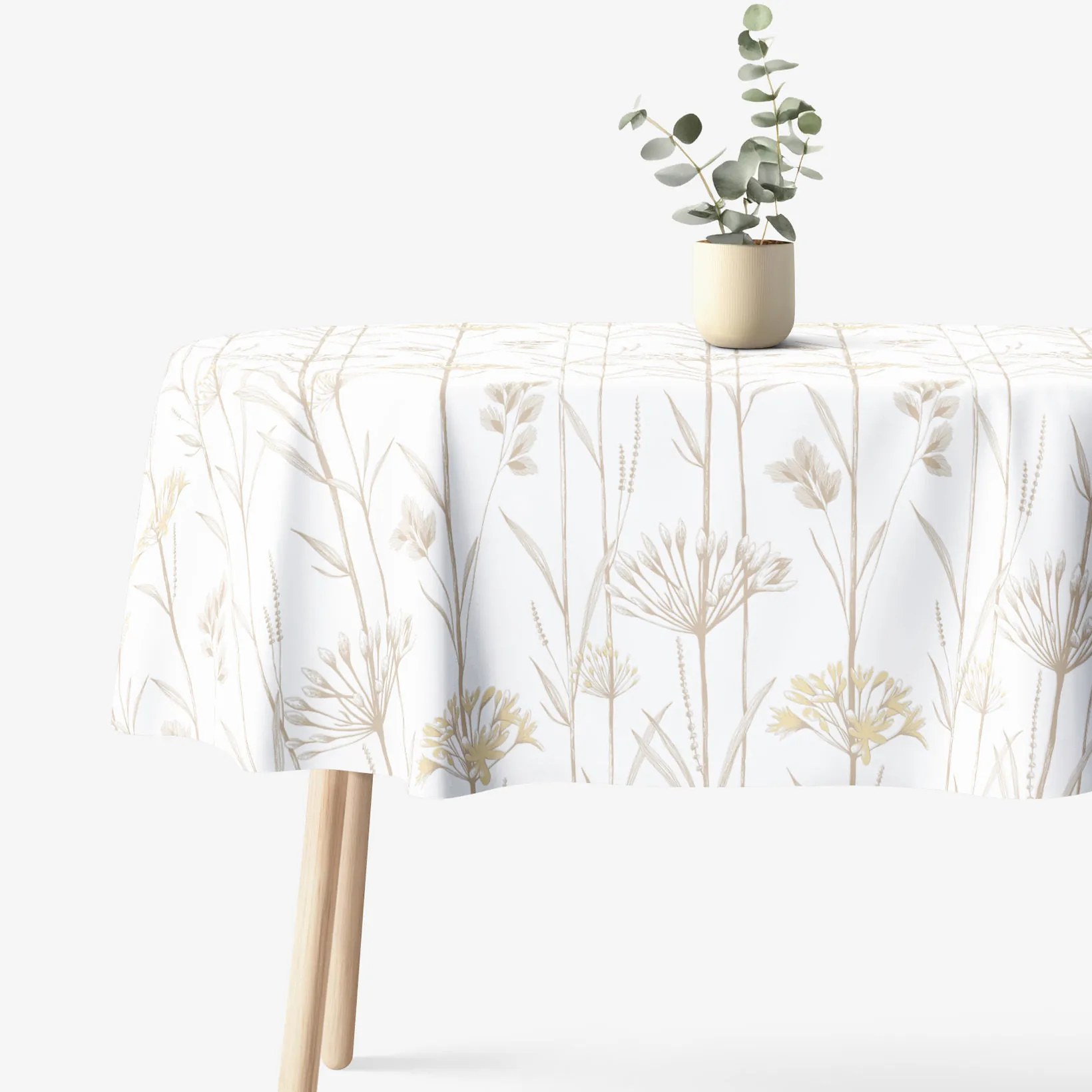 Goldea oválny obrus 100% bavlnené plátno - okrasné rastliny 120 x 160 cm