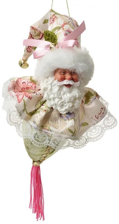 Závesná dekorácia Santa s kvetovaným oblekom - 8*8*35 cm