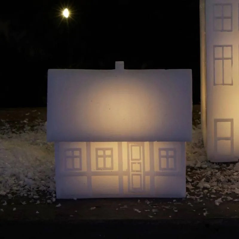 SIRIUS LED Kodaňský domček, teplá biela, biela, 9x6x8 cm