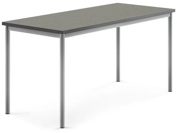 Stôl SONITUS, 1600x700x760 mm, linoleum - tmavošedá, strieborná