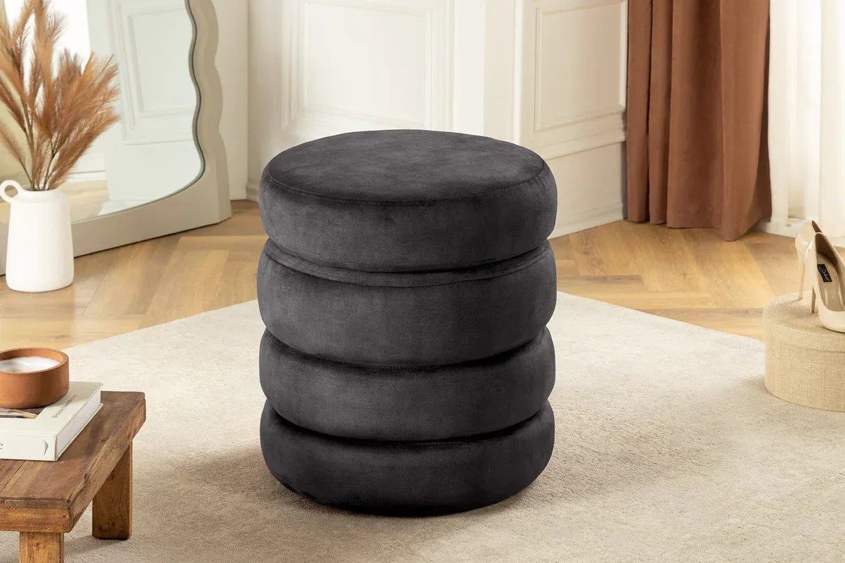 Taburetka VOQUE 50 cm zamatovošedá s úložným priestorom