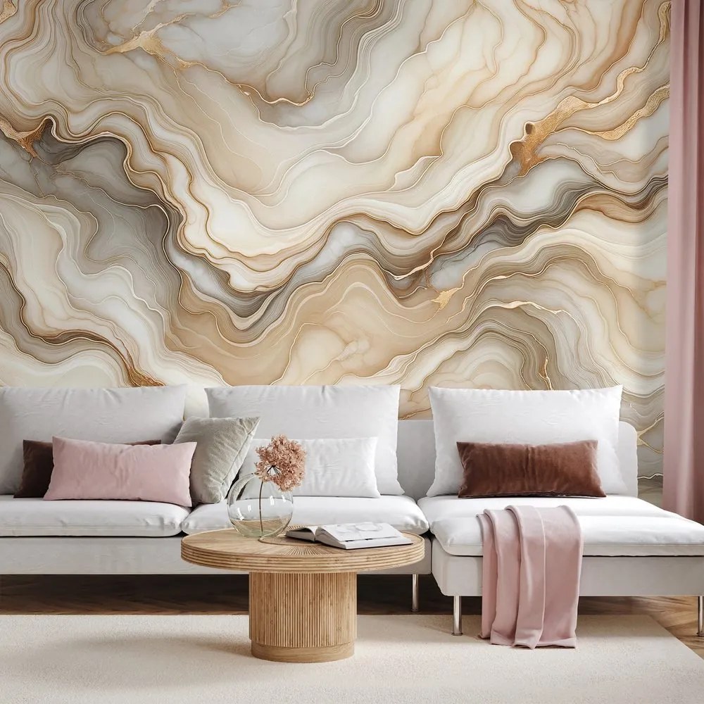 Samolepiaca tapeta mramorová elegancia v zlatých tónoch