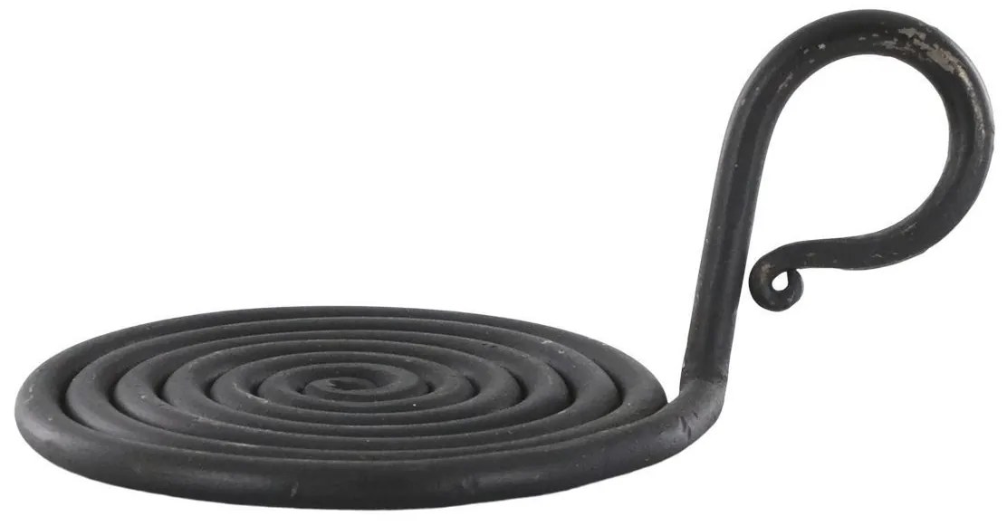 Čierny antik kovový svietnik pre stĺpovú sviečku - Ø 10*6 cm