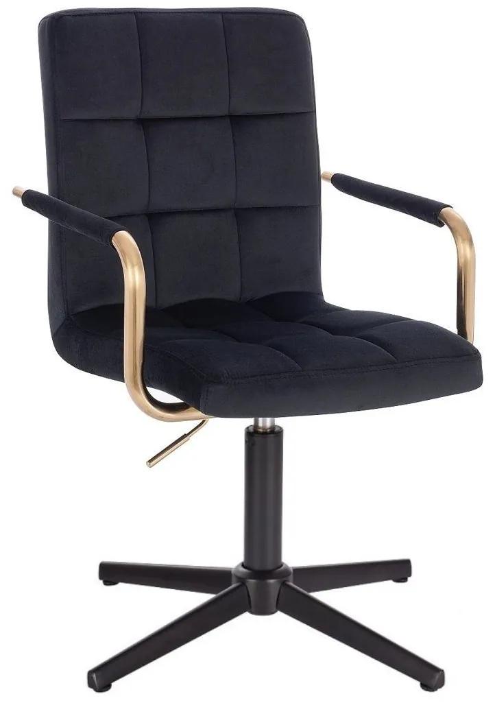 LuxuryForm DESIGN Stolička VERONA GOLD VELUR na čiernom kríži - čierna
